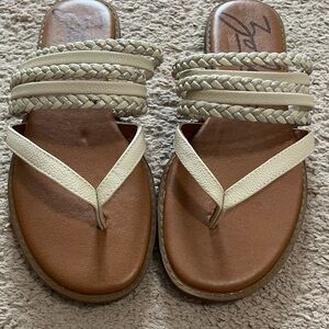 Stylish Cream and Silver Braided Sandals
